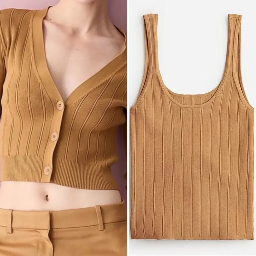 NWT! J. Crew Supersculpt V-neck cardigan sweater & Supersculpt Tank Top Set